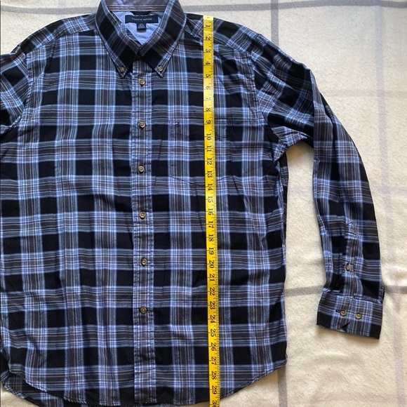 Tommy Hilfiger Blue Plaid Button-Down Shirt Men's Size Large - Picture 10 of 10